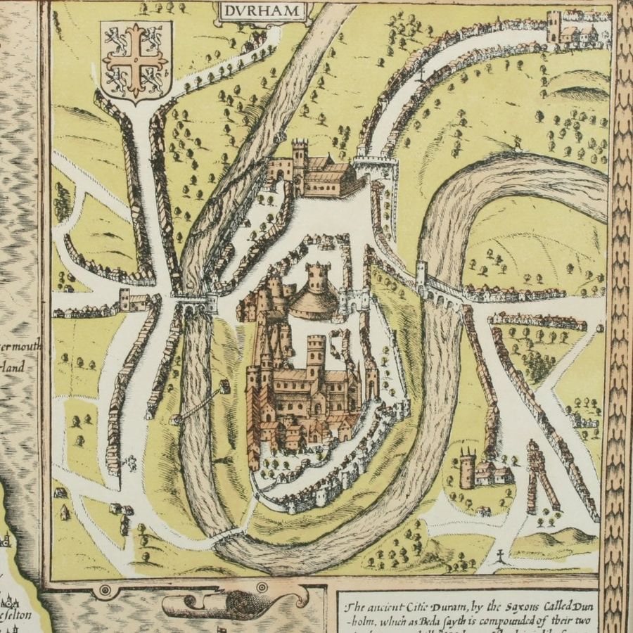 Antique 17th Century Map of Durham by John Speed 