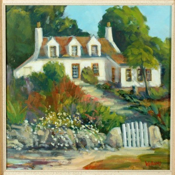 Antique White Cottage Painting by Doreen Williams 