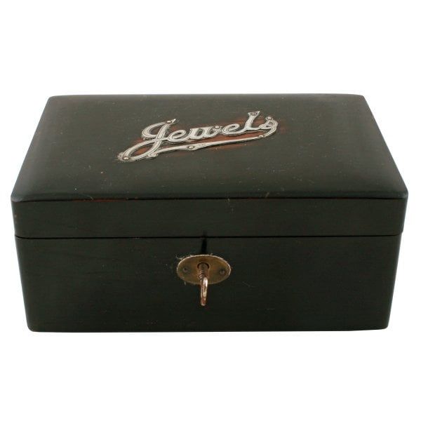 Antique Ebony Jewel Box & Tray 