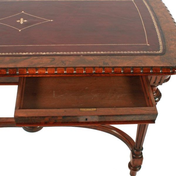 Antique Walnut Library Table by John Taylor & Son 