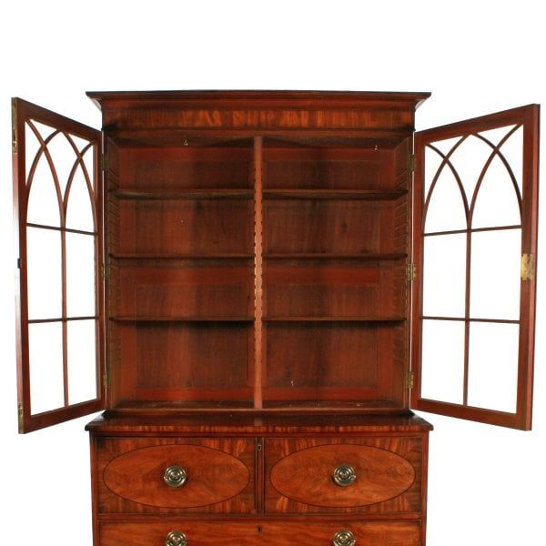 Antique Georgian Mahogany Secretaire Bookcase 
