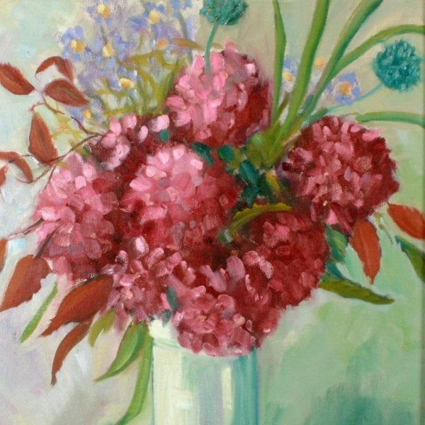 Antique Flowers Oil Painting by Doreen Williams 
