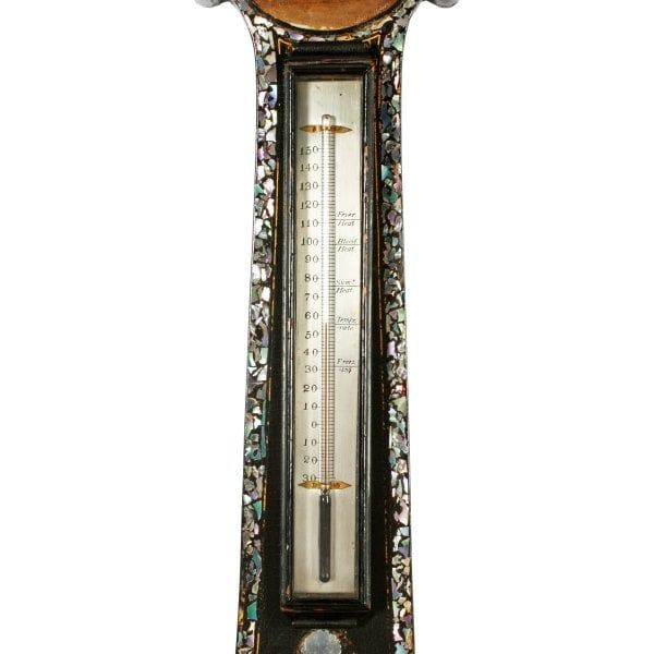 Antique Victorian Black Lacquered 10" Barometer 