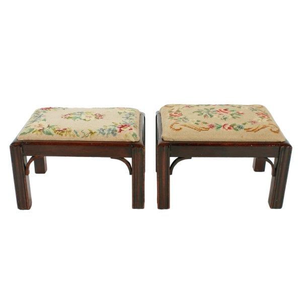 Antique Pair of Chippendale Style Foot Stools 
