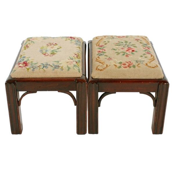Antique Pair of Chippendale Style Foot Stools 