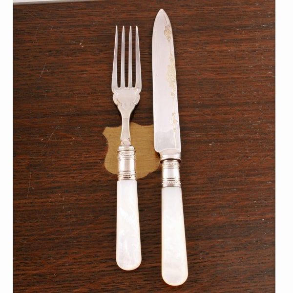 Antique Mother of Pearl Handled Fruit Cutlery 