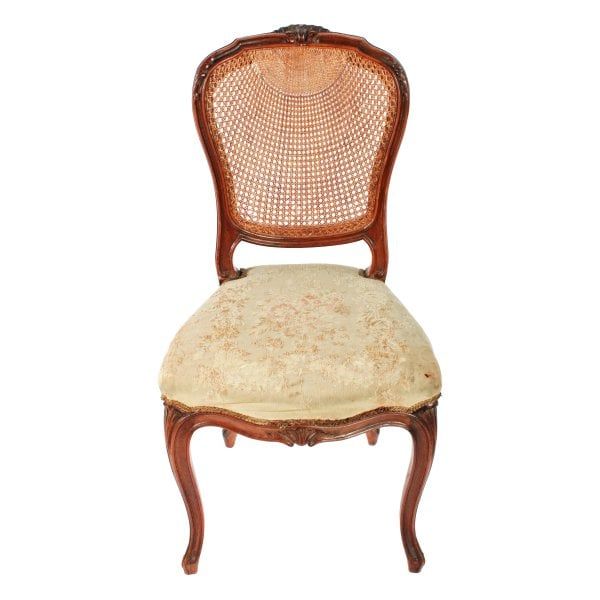 Antique Carved Walnut Bergere Salon Chair 