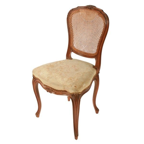 Antique Carved Walnut Bergere Salon Chair 