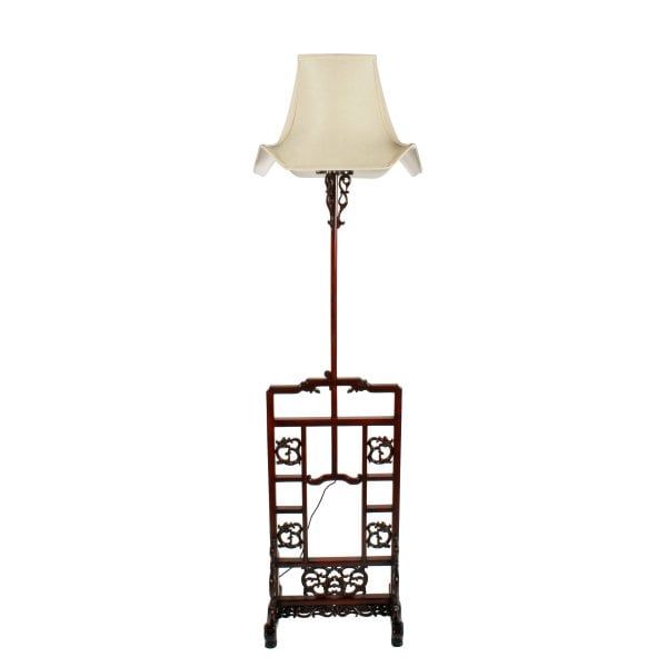 Antique Chinese Rosewood Standard Lamp 