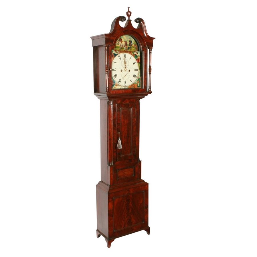 Antique "Burns at the Plough" Grandfather Clock 
