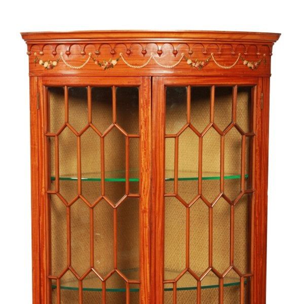 Antique Painted Satinwood Double Corner Cabinet 