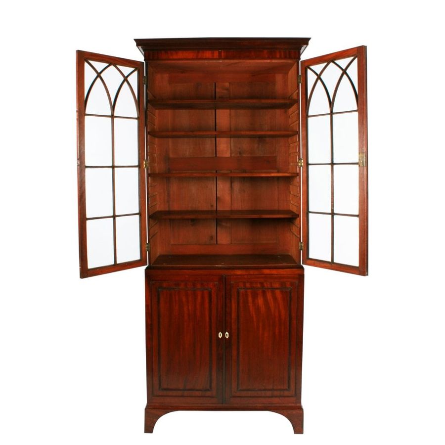 Antique Georgian Mahogany Cabinet Bookcase 