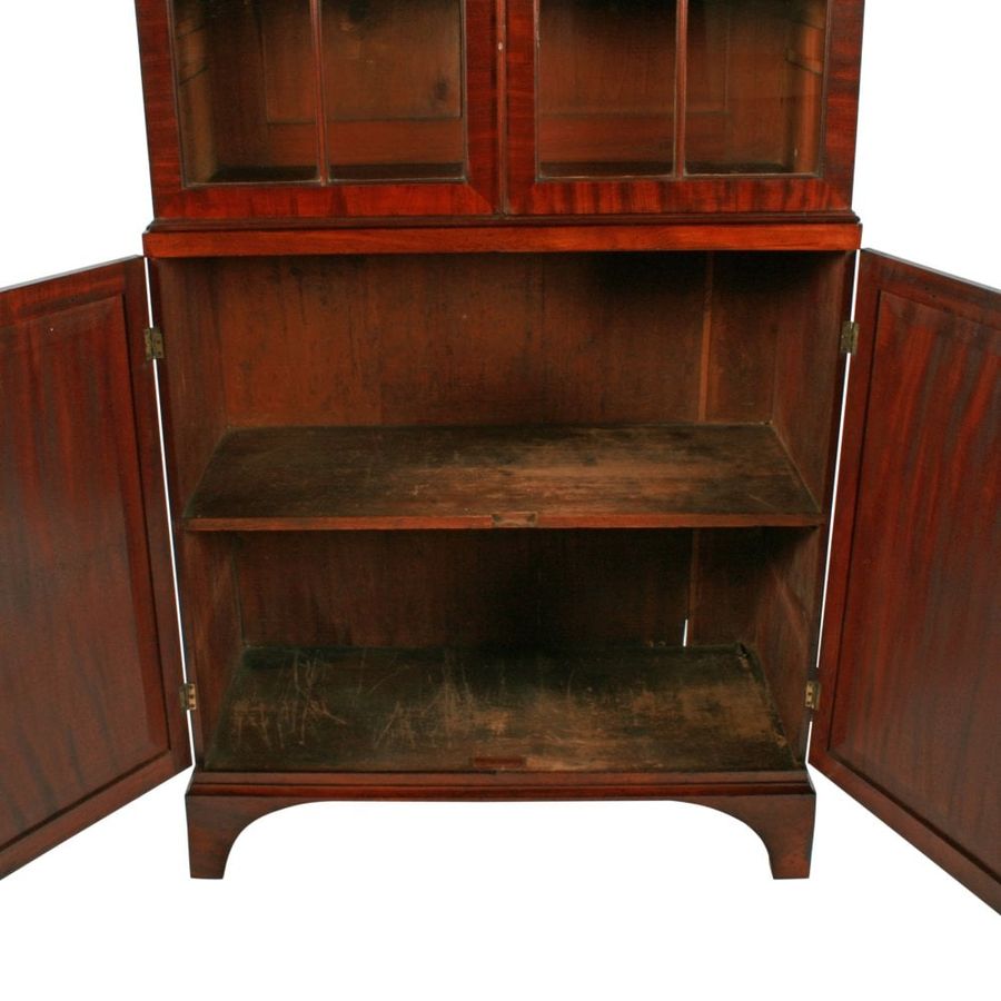 Antique Georgian Mahogany Cabinet Bookcase 