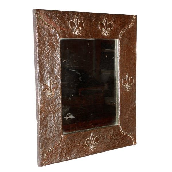 Antique Copper Arts & Crafts Framed Wall Mirror 