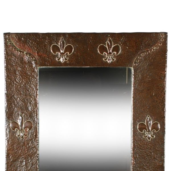 Antique Copper Arts & Crafts Framed Wall Mirror 