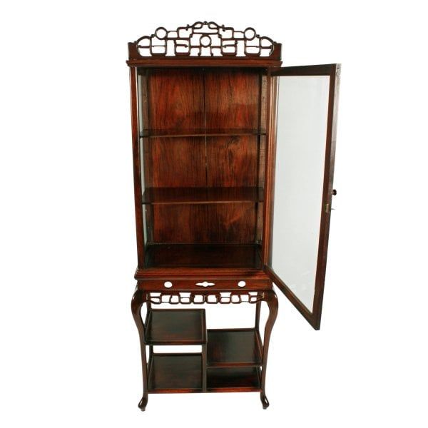 Antique Chinese Rosewood Display Cabinet 