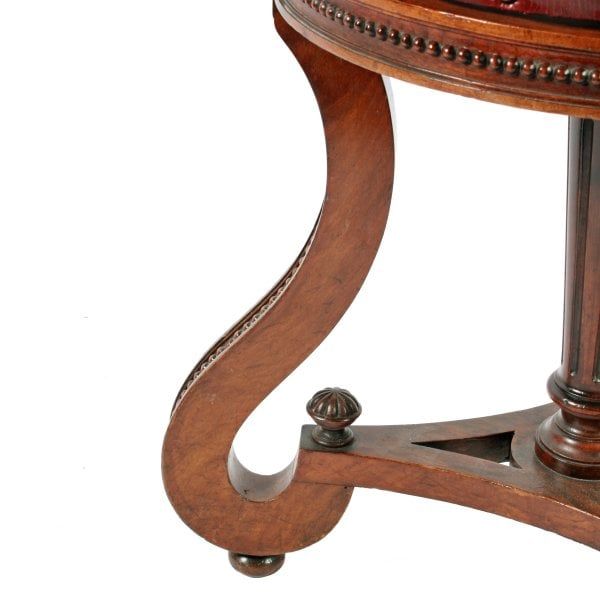 Antique Victorian Walnut Adjustable Piano Stool 