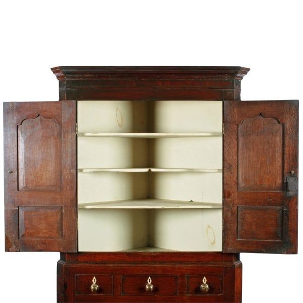 Antique Georgian Oak Double Corner Cupboard 