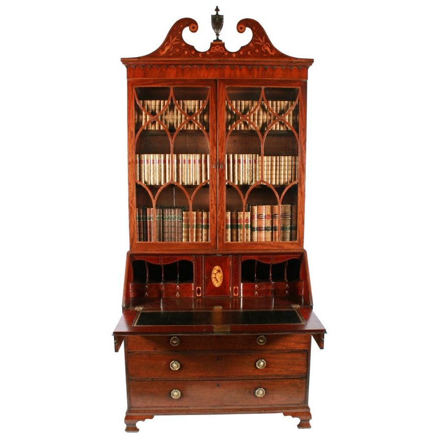 Antique 18th Century Hepplewhite Bureau Bookcase 