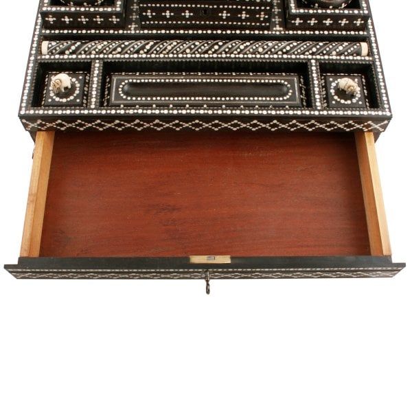 Antique Anglo Indian Ebony Desk Standish 
