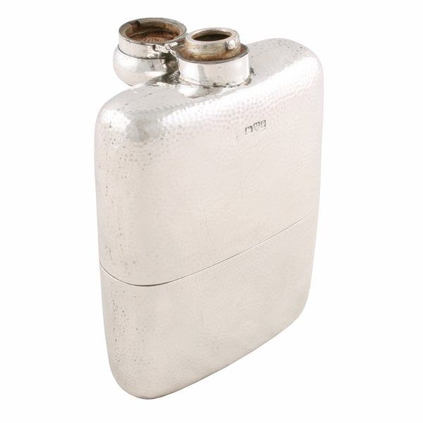 Antique Edwardian Sterling Silver Hip Flask 