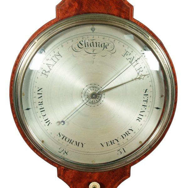 Antique Georgian 12" Dial Mahogany Barometer  