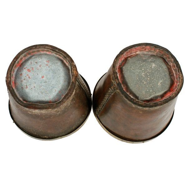 Antique Pair of Leather Gun Powder Buckets 