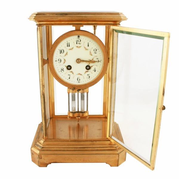 Antique French Four Glass Mantel Clock 