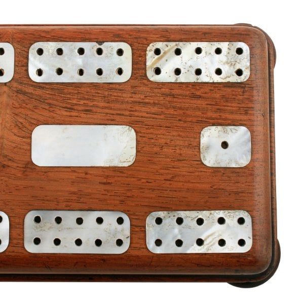 Antique Victorian Rosewood Cribbage Board 