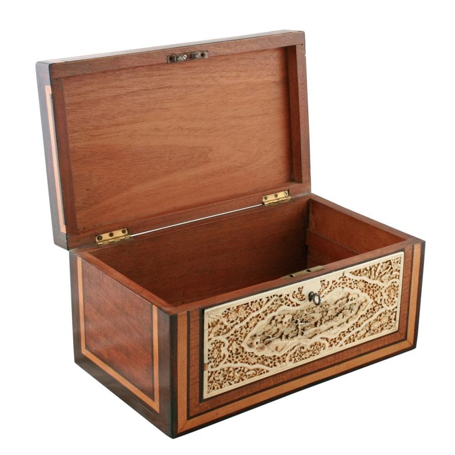 Antique 19th Century Chinese Ivory Panel Box 
