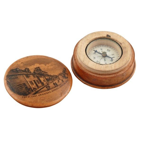 Antique Scottish Mauchline Ware Compass 