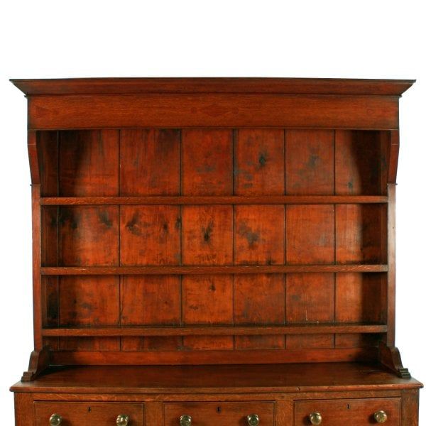 Antique Georgian Oak & Mahogany Dresser & Rack 