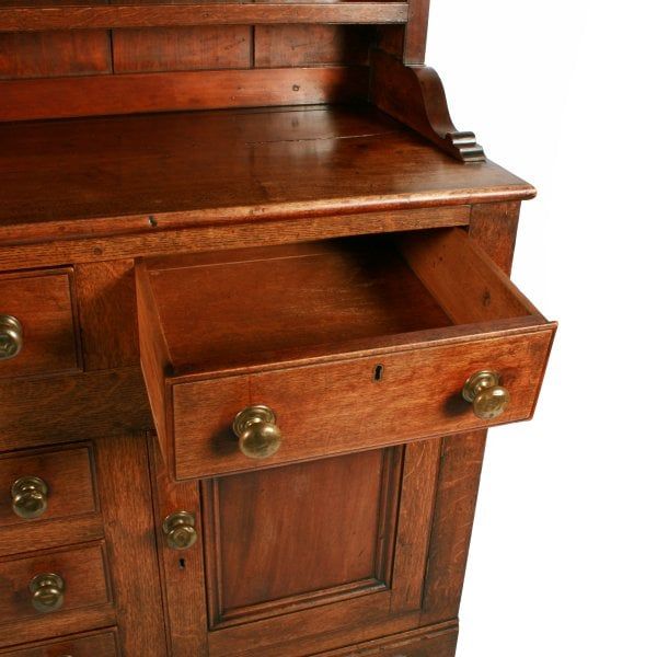 Antique Georgian Oak & Mahogany Dresser & Rack 