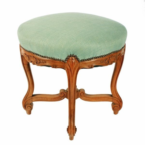Antique Early 20th Century French Walnut Stool 