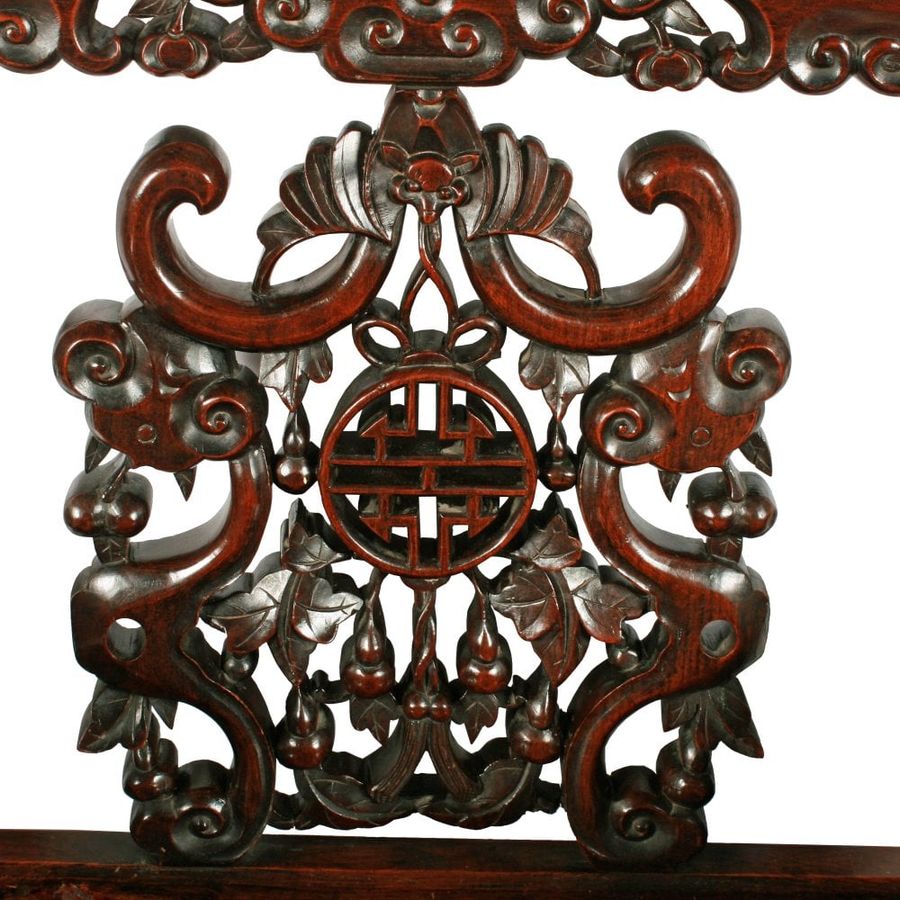 Antique Qing Dynasty Hongmu Throne Chairs 
