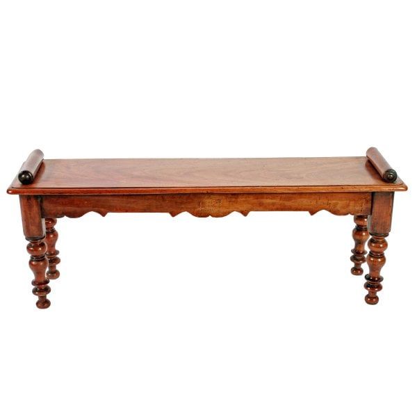 Antique Victorian Mahogany Window Seat or Bench 