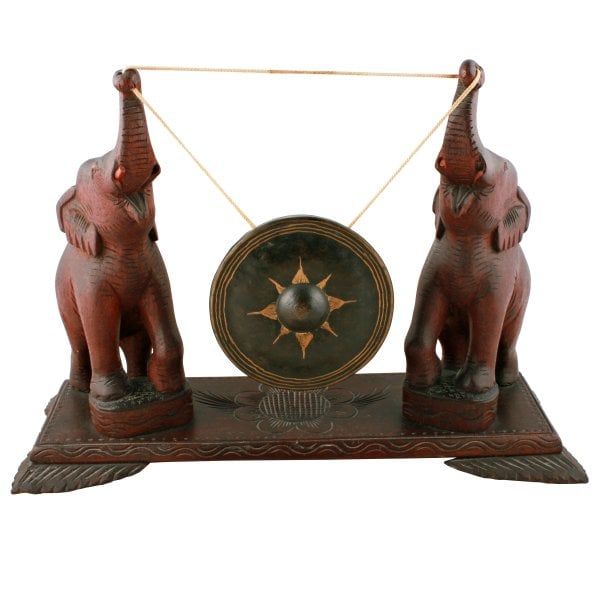 Antique Asian Elephant Gong & Beater 