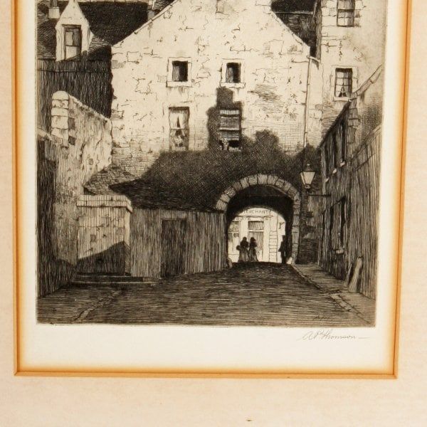 Antique White Horse Close Etching by A P Thomson 