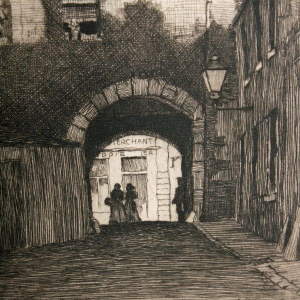 Antique White Horse Close Etching by A P Thomson 