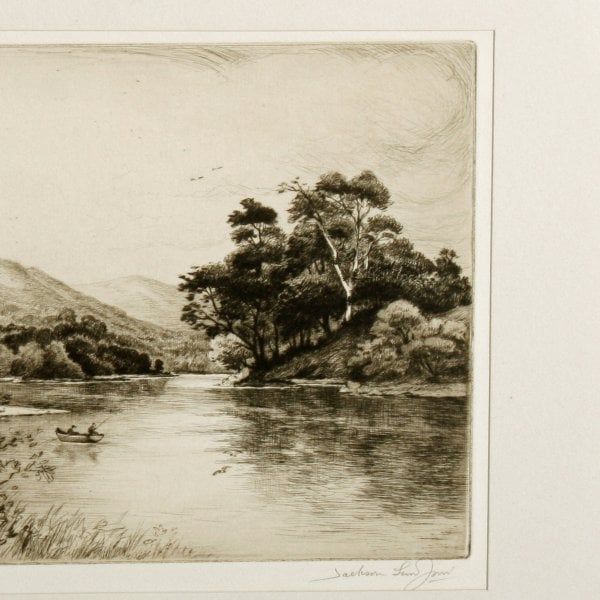 Antique Loch Katrine Etching by Jackson Simpson 