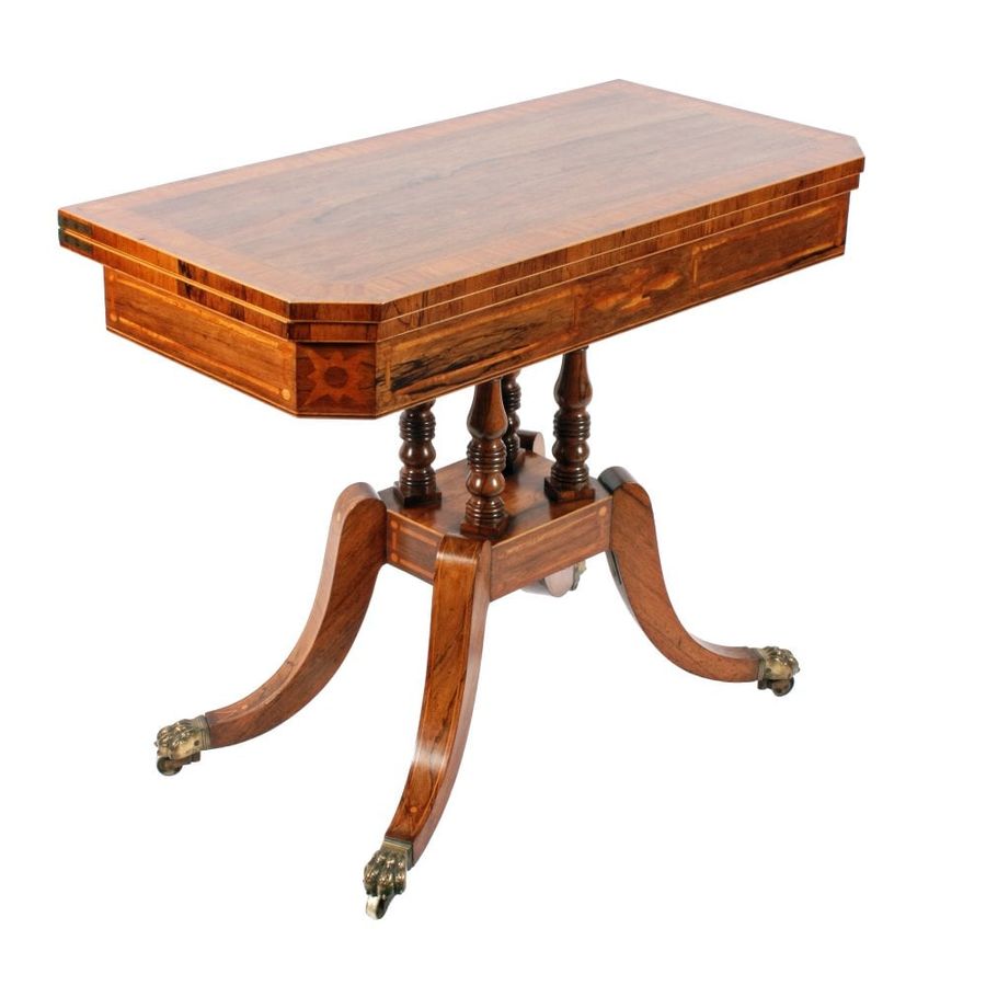 Antique Two Rosewood & Satinwood Card Tables 