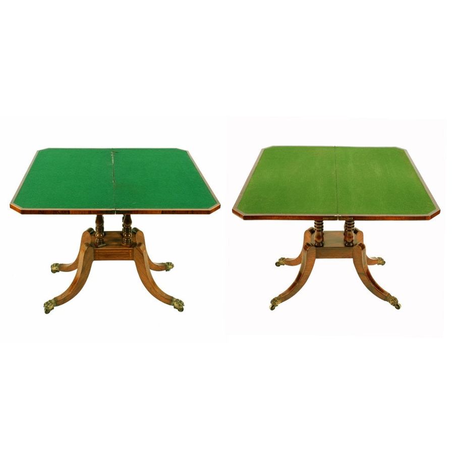 Antique Two Rosewood & Satinwood Card Tables 