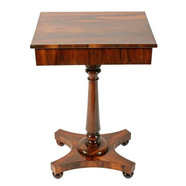 Antique George IV Zebra Wood Lamp Table 
