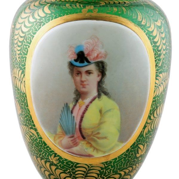 Antique Victorian Bohemian Glass Vase 