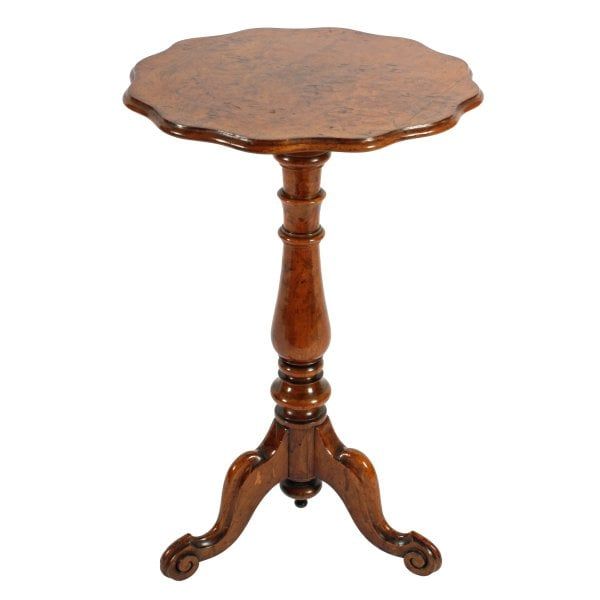 Antique Victorian Figured Oak Tripod Table 