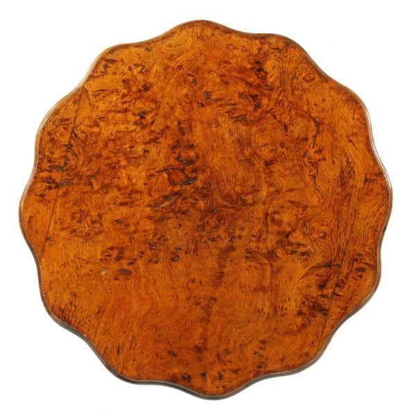 Antique Victorian Figured Oak Tripod Table 