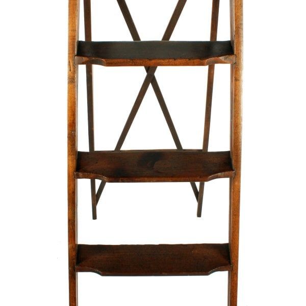 Antique Edwardian Oak Library Ladders 