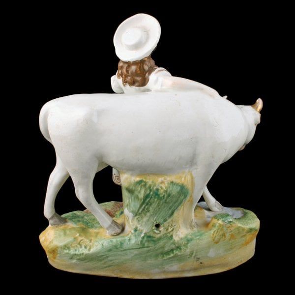 Antique Victorian Staffordshire Cow & Dairy Maid 