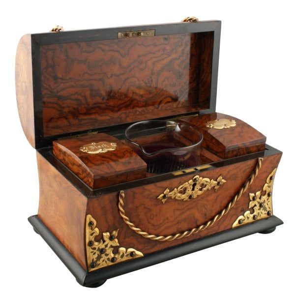 Antique Victorian Walnut Tea Caddy 