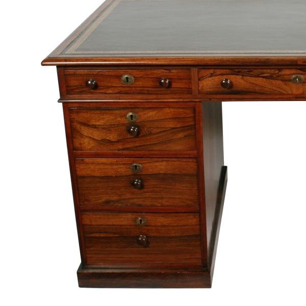 Antique Victorian Rosewood Pedestal Desk 